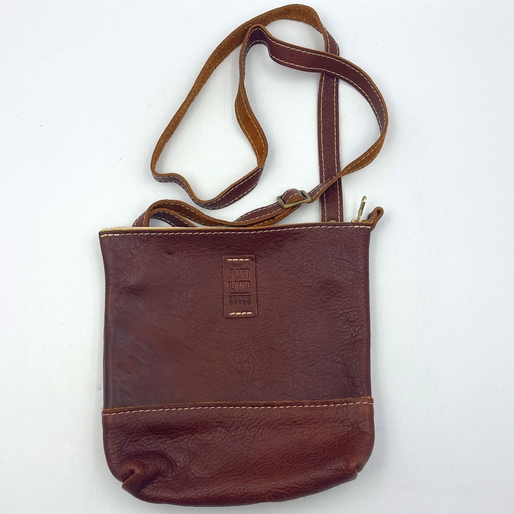 Portland Leather Goods Festival Bag Crossbody Purse Nutmeg  Excellent Condition